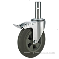 125mm threaded stem European industrial rubber swivel caster with brake